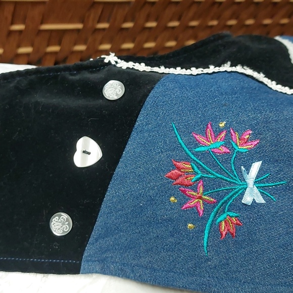 Vintage Denim and Velvet Vest Academia Alt Cottagecore - Picture 4 of 13